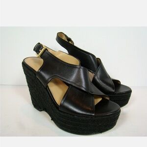 MICHAEL Michael Kors Black Leather Wedges Angeline size 9 excellent condition!